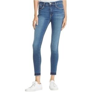 Frame Denim Women’s 24 Dunes Blue Wash Le High Rise Raw Edge Fray Skinny Jeans